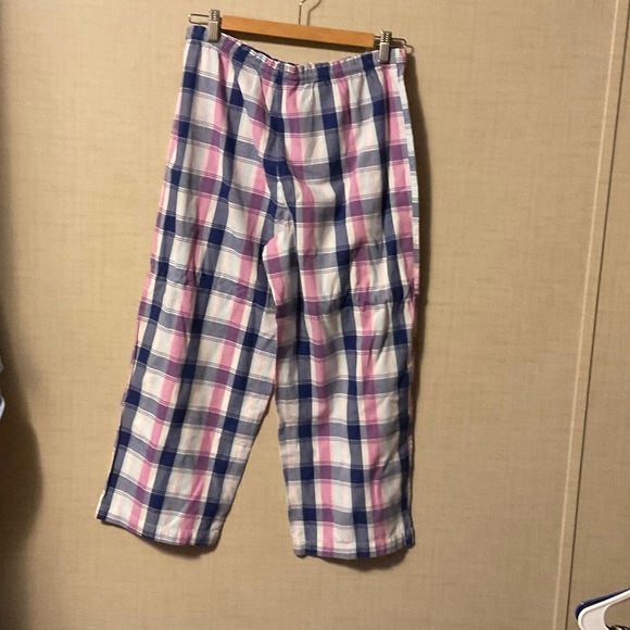 Charter Club Pink and Blue Plaid Track Pants - Picture 2 of 4